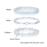 3PCs Moonstone Bracelet for Women 8mm Crystals and Healing Stones Bracelet Natural Stone Beaded Bracelets Handmade Stretch Gemstone Bracelet Healing Jewelry Christmas Gifts for Women Girls