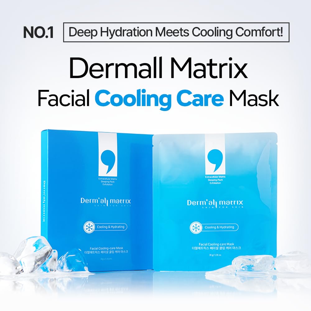 DERM·ALL MATRIX] Facial Cooling Care Mask 30g x 5 sheets. ECM. Deep hydration & Exfoliation. Cooling soothing effect.Natural Hydration & Refreshing Coolness.Korean Sheet Mask.