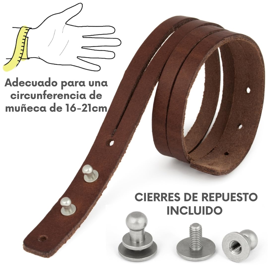 Simaru Genuine Italian Leather Bracelet for Men, Adjustable Double-Wrap Wristband, Vegetable-Tanned Leather, Brass Closure, Handmade in Germany, Gift for Him