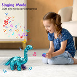Koonie Sequins Dinosaur for Girls, 2 Year Old Girl Gifts, Purple Dinosaur Remote Control Reversible Sequins Dinosaur Can Repeat Walk Roar Sing, Christmas Birthday Gifts for 2-7 Years Old Kids Toddler