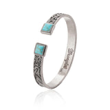 Montana West Wrangler Western Turquoise Bracelet for Women Cowgirl Country Adjustable Silver Plated Carved Floral Open Cuff Bangle Jewelry WGW-STL-1119STQ