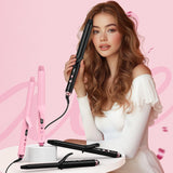 FARERY Long Barrel Curling Iron 1 1/4 inch, 1.25 Inch Curling Iron for Thin Hair, Infused Argan Oil & Keratin, 11 Adjustable Temp, Include Clips & Silicone Pad, Pink