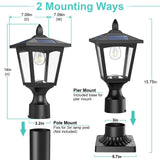 Solar Post Lights, 6000K Dusk to Dawn Solar Lamp Post Light with Pier Mount Base, Solar Post Lights Outdoor Waterproof for Garden Yard Landscape Pole Pillar, Outside Decorative Lamp(Cool White)