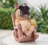 Scoomor Solar French Bulldog Garden Statue, Funny Frenchie Dog Figurine for Outdoor Yard, Patio, & Lawn Décor, Unique Frenchie Gifts for Housewarming & Birthday,7 Inch Resin (Fawn)