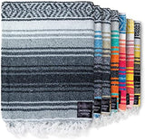 Benevolence LA Authentic Handwoven Mexican Blanket | Yoga Blankets, Outdoor, Picnic, Beach, Camping | Equestrian Saddle | Serape 50x70 inches - Gray, Pack of 1