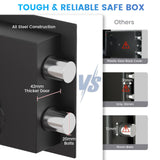 Small Safe for Home, 6.69"H Safe Box with Fireproof Waterproof Bag for College Dorm Room, Money Safe with Alarm System, Sensor LED Light, Wall/Floor Mountable, Hidden Safes for Cash, Jewelry, Medicine
