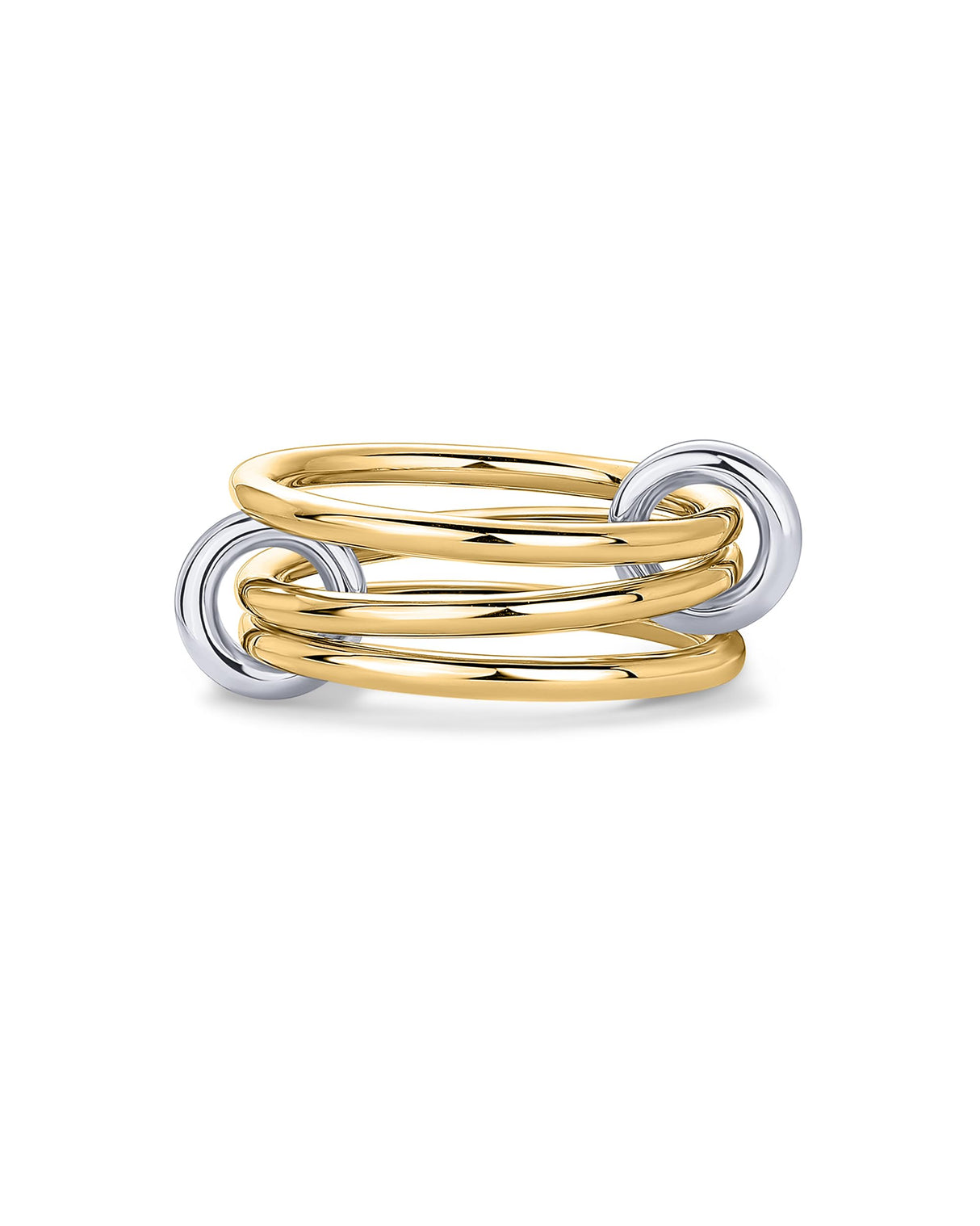 PAVOI Rhodium Plated Two Toned Eternity Statement Ring for Women - Mixed Metals Yellow Gold Interlocking Band - Size 6