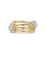 PAVOI Rhodium Plated Two Toned Eternity Statement Ring for Women - Mixed Metals Yellow Gold Interlocking Band - Size 6