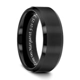 Personalized Black Brushed Men's 8mm Tungsten Ring Custom Engraved Free In Any Language, Black Wedding Band, Fiancé Engagement Ring, 8mm Men's Ring - Ships from USA