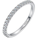 WES 1.5mm Moissanite Wedding Band - 925 Sterling Silver Half Eternity Round Stackable Moissanite Engagement Rings Anniversary Wedding Rings for Women, Size 6.5