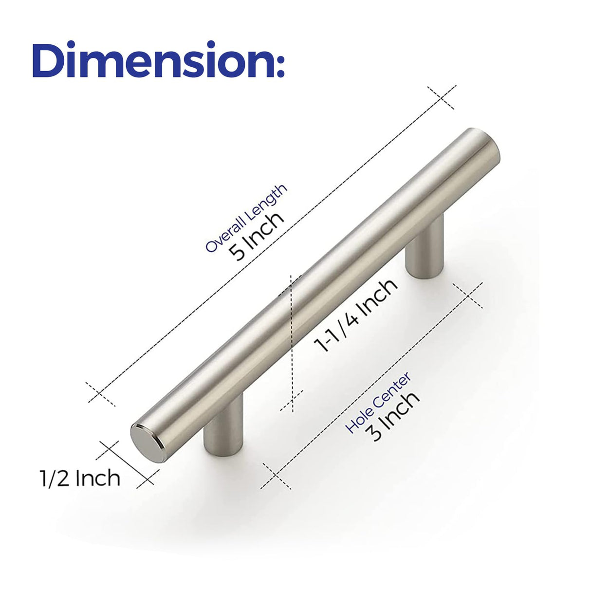Ravinte 25 Pack 5" Cabinet Pulls Brushed Nickel Stainless Steel Kitchen Drawer Cupboard Pulls Cabinet Handles 5" Length with 3" Hole Center