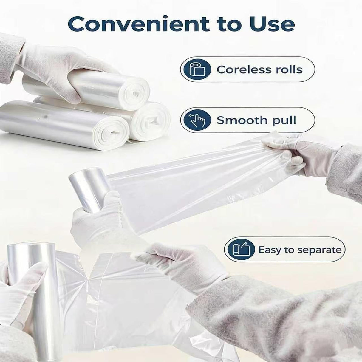 LUTREVA 7-10 Gallon Trash Can Liners, Wholesale 1000 Count, High Density Garbage Bags, 24'' x 24'', Clear, Intended for Office, Business, Paper, Home, Styrofoam Commercial and Industrial
