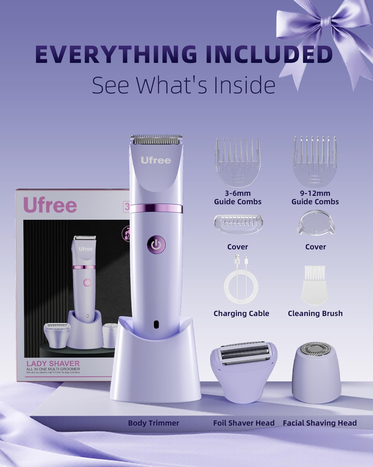 Ufree 3-in-1 Bikini Trimmer Electric Razors for Women, Gifts for Women