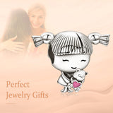 Annmors Baby Girl Bead Charm 925 Sterling Silver for Women Bracelet & Necklace Gifts for New Mom