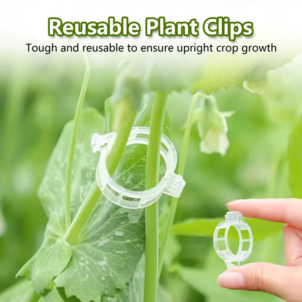 Plant Support Clips, Reusable Garden Clips for Securing Plants (100, White)