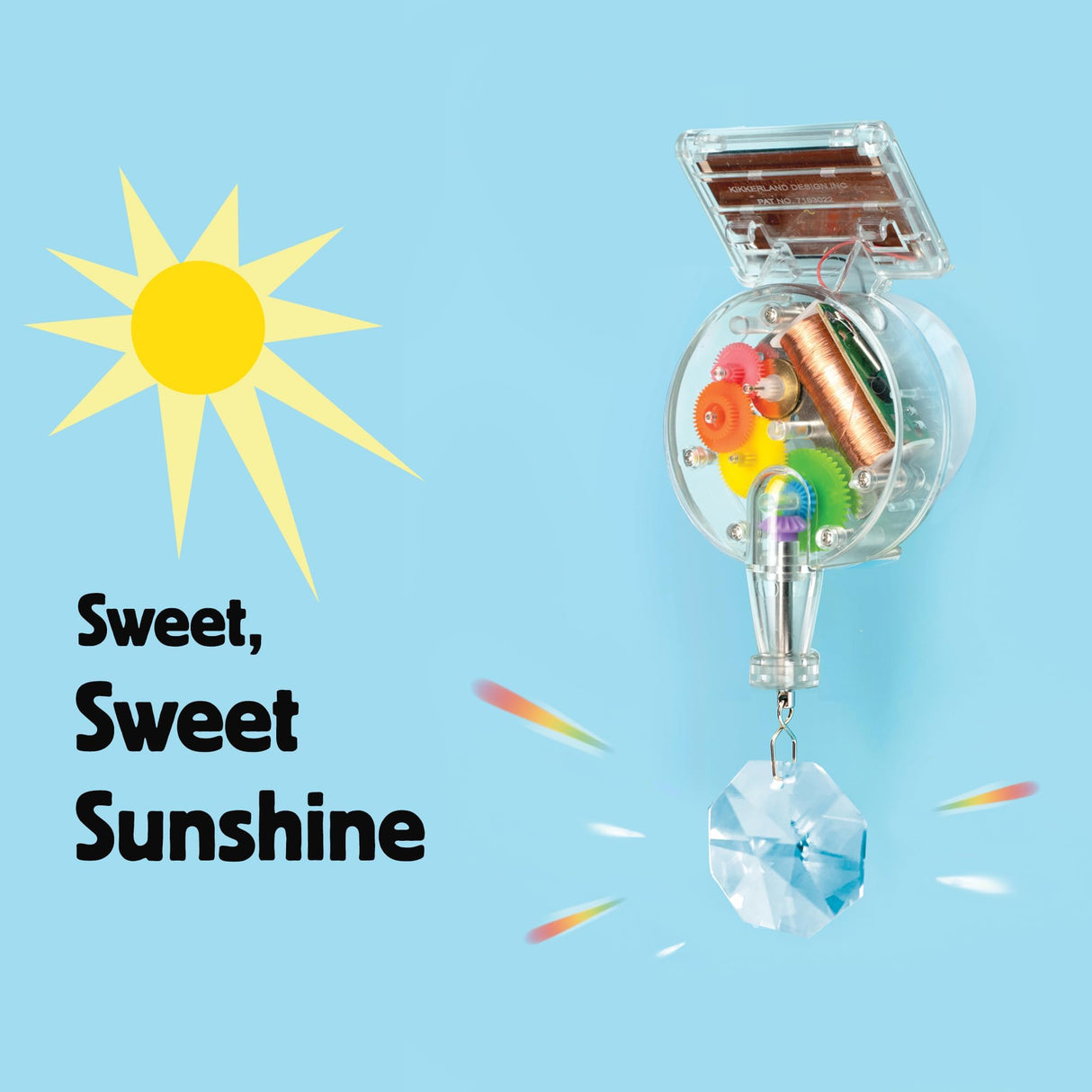 Kikkerland Solar Powered Rainbow Maker – Prism Suncatcher, Fun Home Window Decor – Unique Gift for Christmas & Birthdays – Single Crystal