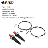 Aupoko 2 Sets Piezo Spark Ignition with Cable Push Button Igniter, Type of 1 Out 2 Electrode 200 Degree Resistance Wire, Fit for Gas Fireplace Gas Oven Gas Heater lgniter Ceramic Kitchen Lighter