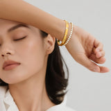 Stackable Gold Bracelets for Women - 2Pcs 18K Gold Plated Cubic Zirconia Bangle Bracelet Friendship Tennis Bracelet Stack Jewelry,Party Christmas Birthday Gift for Girlfriend Sister Wife Daughter