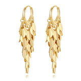 Hius 18K Gold Plated Sparkle Leaf Hoop Dangling Earrings for Women
