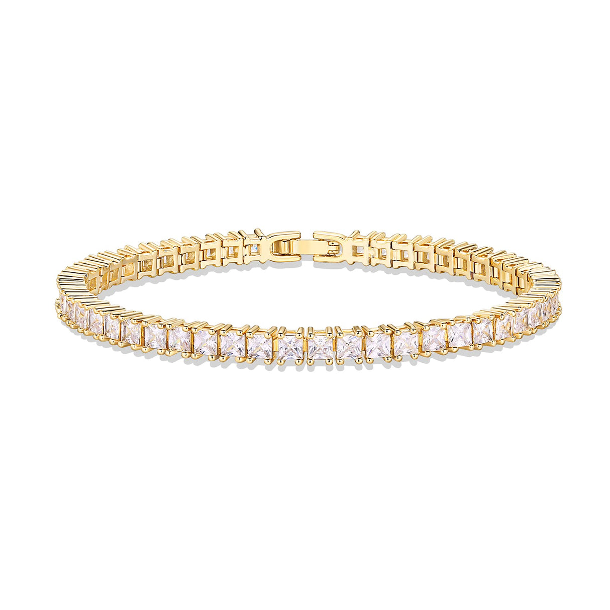PAVOI 14K Gold Plated Cubic Zirconia Classic Tennis Bracelet | Yellow Gold Bracelets for Women | 3mm CZ, 6.5 Inches