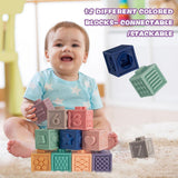 3 in 1 Baby Toys,Montessori Baby Blocks for 0-3-6-12 Months Babies