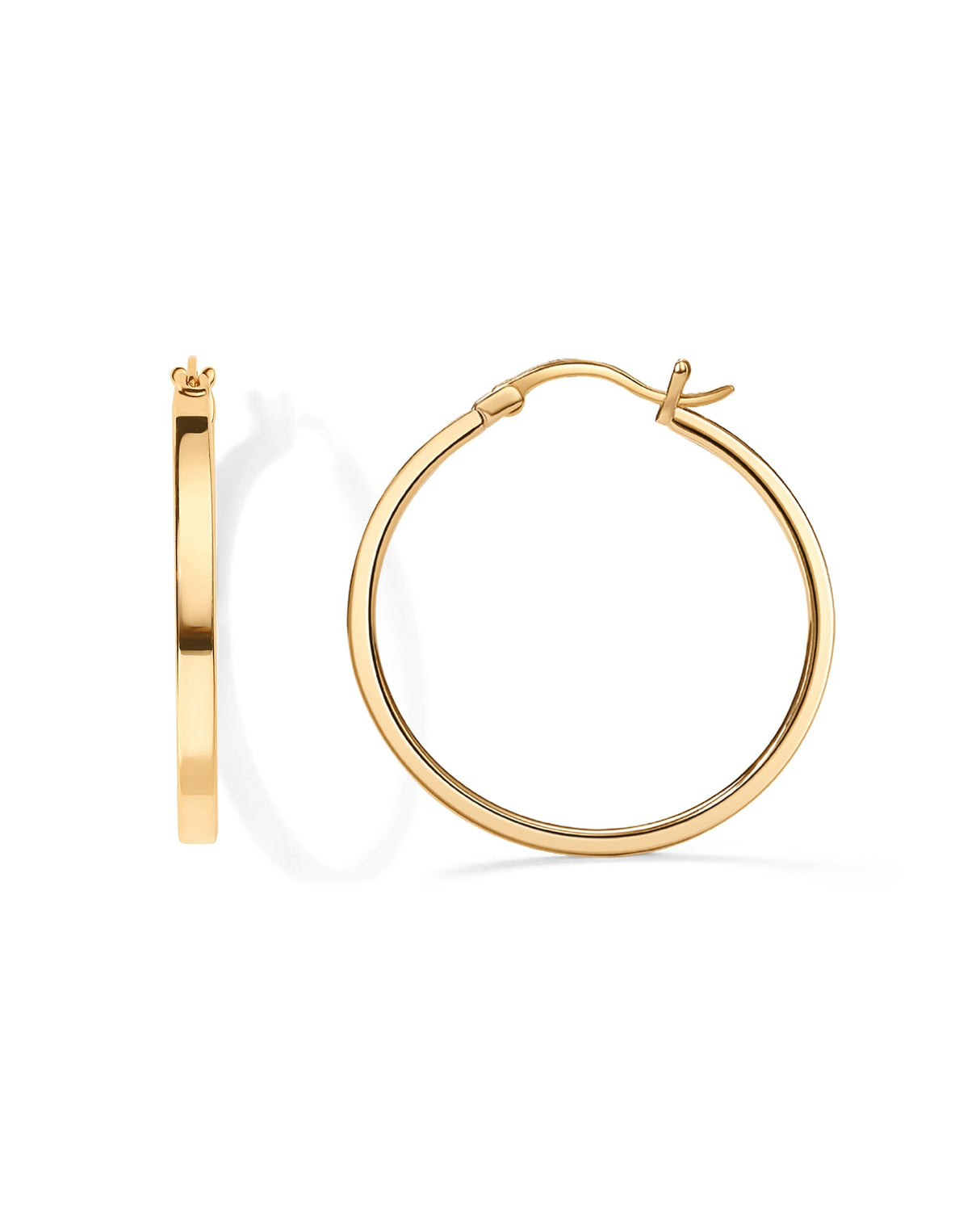 PAVOI Hoop Earrings for Women, 925 Silver, Yellow Gold, Size 30 Millimeters