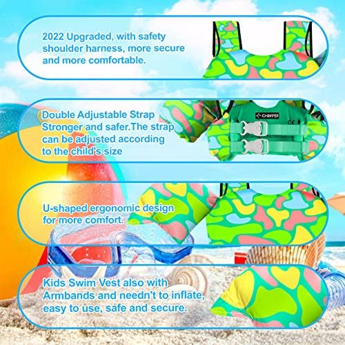 Chriffer Kids Swim Vest Life Jacket for 22-66 Pounds Boys and Girls, Toddler Floaties with Shoulder Harness Arm Wings for 2,3,4,5,6,7 Years Old Baby