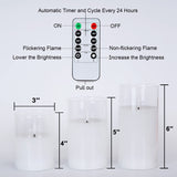 Amagic White Glass Flameless LED Candles Battery Operated with Remote Timer