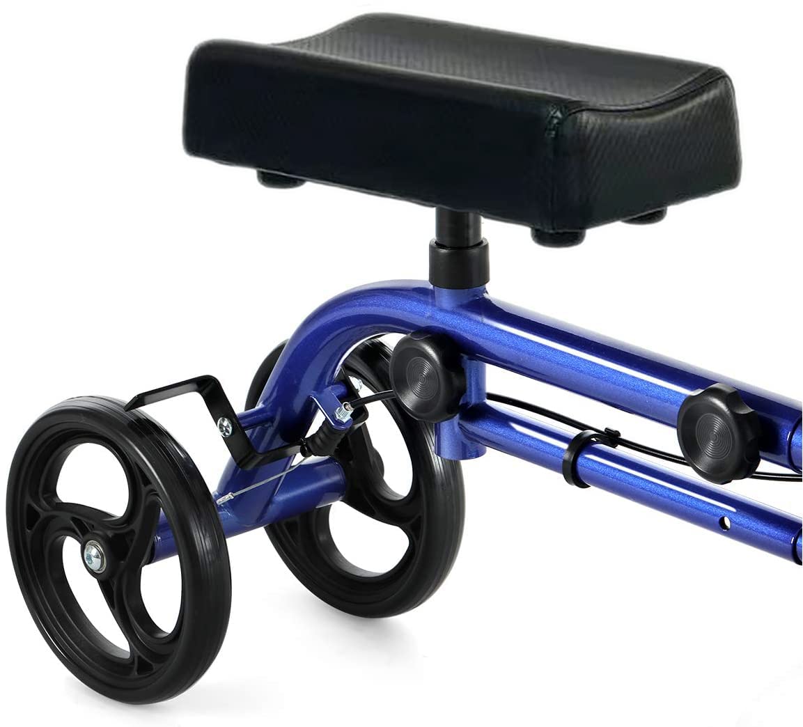 RINKMO Economy Knee Scooter Steerable Knee Walker All-Terrain Foldable Knee Scooters for Foot Injuries Best Crutch Alternative with Dual Braking System Blue