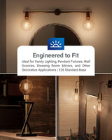 Sunco 6 Pack G25 Globe Light Bulbs LED Edison Vanity Light Bulbs, CRI90, 3000K Warm White, Dimmable, 5W=60W, Clear Vintage Filament Globe, 500 Lumens, E26 Base, Indoor Outdoor, UL