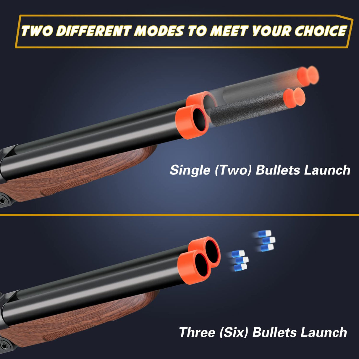 Bugrtey Double-barreled Toy Gun - Two Modes Realistic Soft Bullet Toy Guns Blaster with Sight - Educational Shooting Toy Shotgun - Ideas Gifts for Christmas Birthday Halloween Present