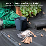 AMEILOZ 5 Inch Wooden Garden Stakes, Sturdy Wood Staples Pins Ground Stakes for Weed Barrier, Yard Lawn, Landscape Fabric