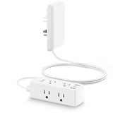 Olcorife Flat Extension Cord with Outlet Cover, Flat Plug Power Strip with 6 Outlets and 3 USB Ports, 5 FT Cord Hidden Outlet Extender for Tight Spaces