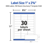 Avery Easy Peel Printable Address Labels with Sure Feed, 1" x 2-5/8" Customizable Stickers, White, 3,000 Blank Mailing Labels, Great for Mailing, Shipping, and More (5160)