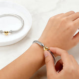 Twisted Cable Bracelet for Women 5mm Stainless Steel Bangle Bracelet with Hook Clasp Designer Brand Inspired david+yurman bracele Valentine Day Gift (Silver and Gold)