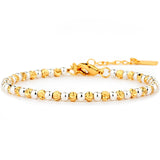 STORYJEWELLERY Two Tone Bracelet, Mixed Metal Bracelet, Two Tone Jewelry, Silver and Gold Plated Bracelets for Women, Beaded Bracelets Stack