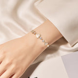 yongder Dainty Adjustable 14K Gold Plated Heart Link Chain Bracelet for Women