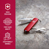 Victorinox Classic SD Swiss Army Knife, Compact, 7 Functions, Swiss Made Pocket Knife with Small Blade, Screwdriver and Key Ring - Style Icon (Red)