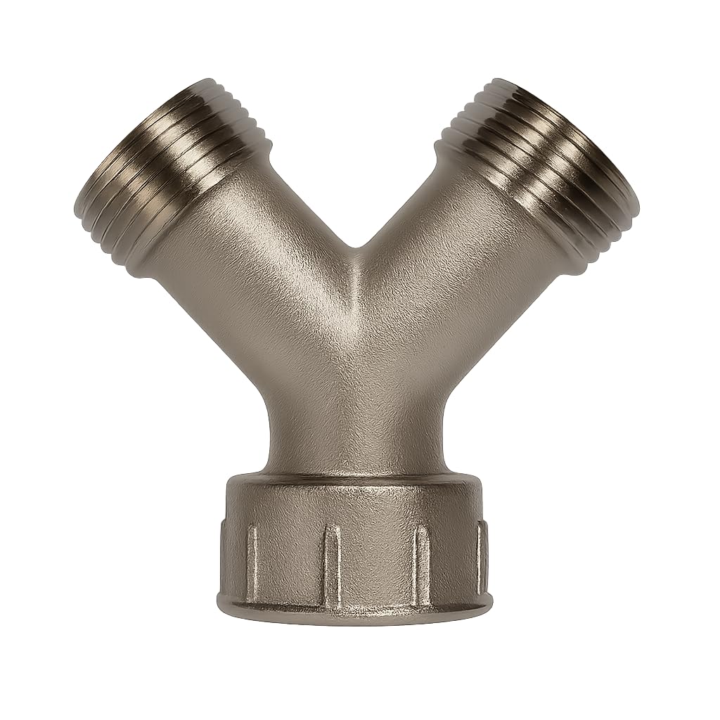 Solid Brass Nickel Plated Washing Machine Y Piece Connector, Highly Recommended Over Plastic/PVC YPiece