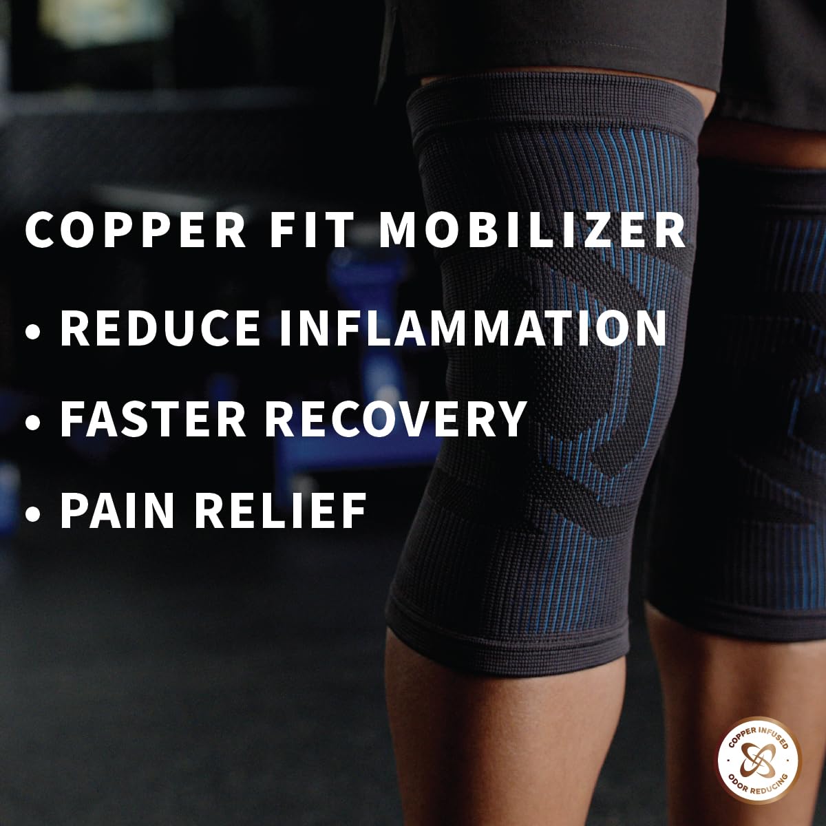 Copper Fit Mobilizer Knee Sleeve – ProSeries with Removable Side Stabilizers Knee Support for Advanced Recovery – Mobility, Knee Pain, Swelling, Inflammation, Circulation, Arthritis, Tendonitis (S/M)