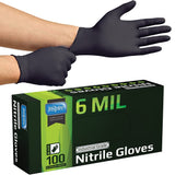 Inspire HEAVY DUTY 6Mil ORIGINAL Quality Stretch Nitrile Gloves Black Disposable Latex Free | Food, Industrial, Mechanic Tattoo (6Mil Black, Small)