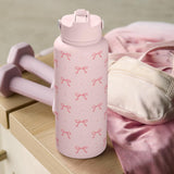 SANDJEST Pink Bow Water Bottle Stainless Steel Insulated Vacuum 32oz with Lid, Gifts for Women Girls Teens Birthday Christmas