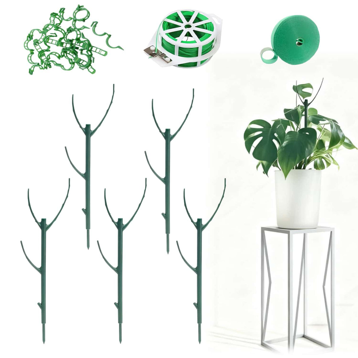 Stackable Monstera Plant Support Stakes，Plant Stand Indoor，Stackable Monstera Plant Support Stakes，Plant Stand Indoor，Garden Tools & Garden Accessories, Equipped with clipsstrapsVelcro (5pack)