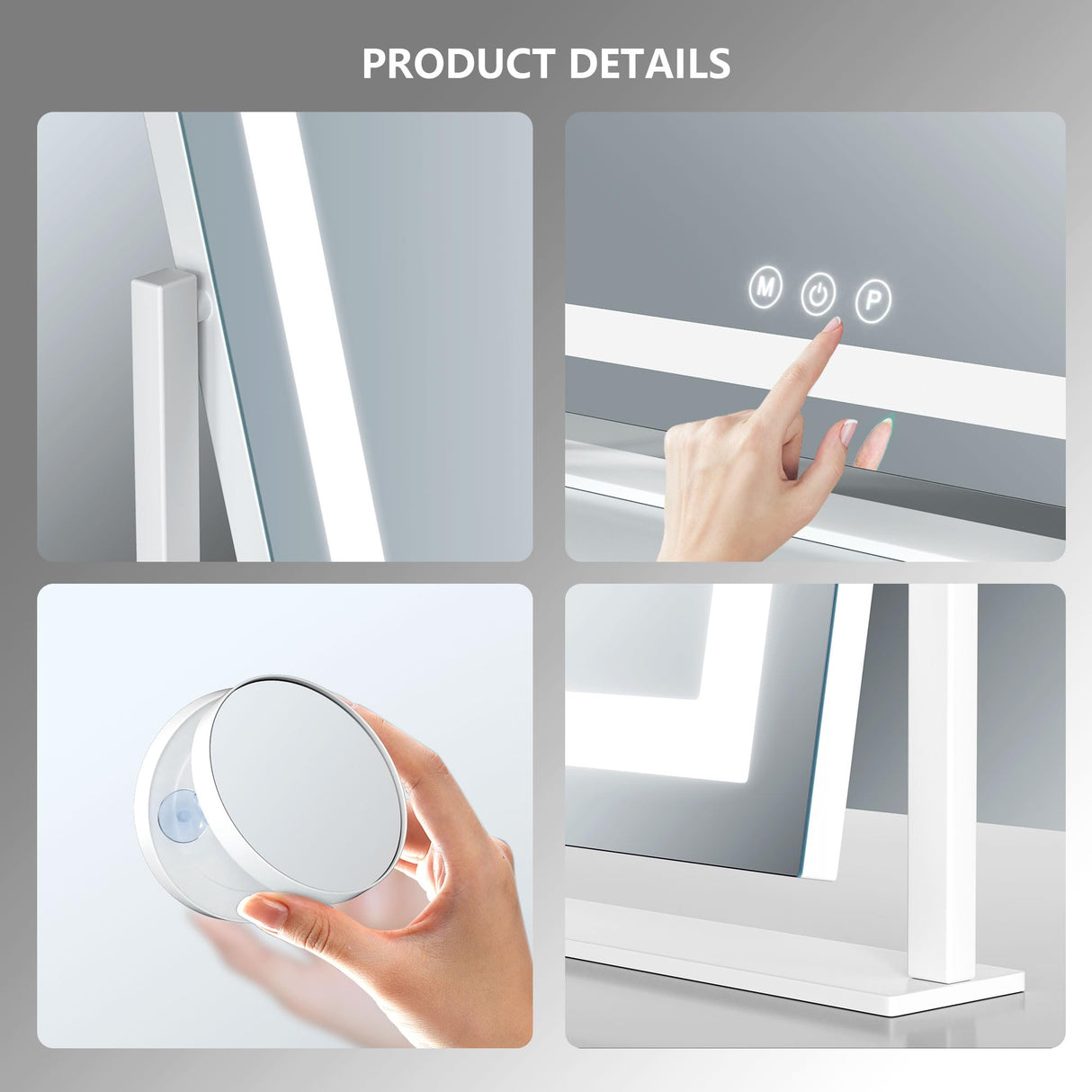 Gvnkvn Lighted Makeup Mirror, 17.3"x13" Hollywood Vanity Mirror with Lights, Three Color Lighting Modes, and 5X Magnification Mirror, Smart Touch Control, 360°Rotation (Gold,17.3in Gift Box)