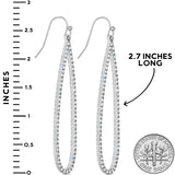 Silver Tone Long Earrings for Women, Large CZ Faux Diamond Teardrop Dangles