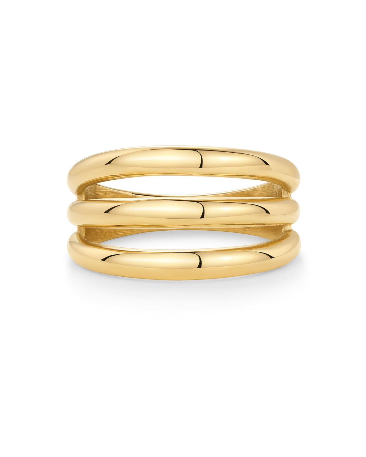 PAVOI 14K Yellow Gold Plated Curved Triple Stackable Ring