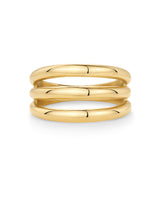 PAVOI 14K Yellow Gold Plated Curved Triple Stackable Ring