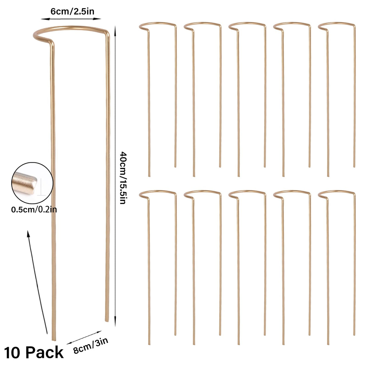 GOOOXIM 10 PCS Large Indoor Plant Stakes 15.5" Heavy Duty Metal Supports