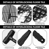 Interlocking Floor Tiles 12x12 Inch, 12 Pack Soft PVC Non-Slip Drainage Tiles with Holes for Bathroom, Pool Deck, Gym, Garage, Kitchen & Wet Areas, Easy Splicing Anti-Fatigue Mat (12)
