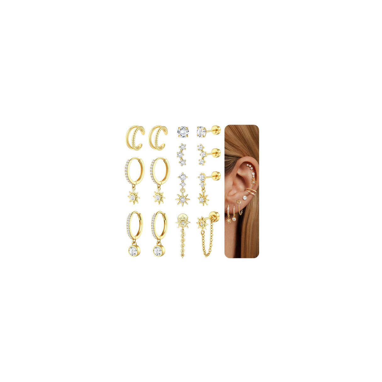 Flat Back Cartilage Earrings for Women Trendy Dainty CZ Flatback Studs